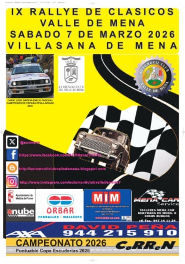 Cartel de XIX Rallye de Clásicos Valle de Mena 2026
